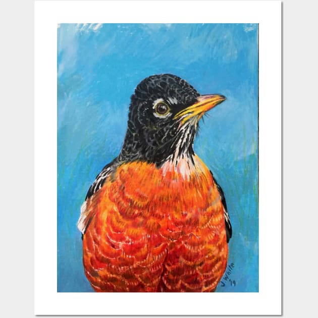 American Robin Bird Drawing Wall Art by jenesaiscluck